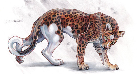 fur green_eyes markings simple_background spots spotted_body spotted_fur whiskers white_background white_body white_fur sushiartstudio felid leopard mammal pantherine 2020 traditional_media_(artwork)