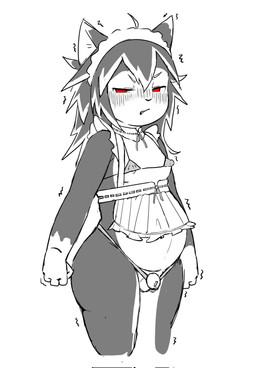 angry balls blush blush_lines chastity_cage chastity_device clothed clothing crossdressing embarrassed erect_nipples genitals herm intersex looking_at_viewer male maleherm nipples pregnant pregnant_intersex pregnant_male pregnant_maleherm solo longte33_(artist) mika_(mikanishi) domestic_cat felid feline felis mammal hi_res