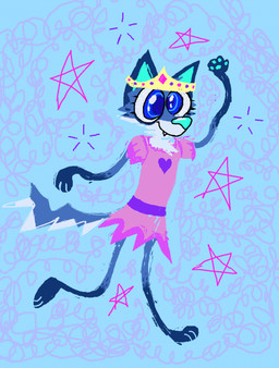 anthro blue_body blue_eyes blue_fur clothed clothed_female clothing crown dress female fur headgear pink_clothing pink_dress solo tiara demensa emil_(demensa) canid canine canis coyote domestic_dog mammal 2024 full-length_portrait hi_res portrait