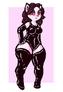 anthro blush breasts female latex solo wide_hips jam_(artist) domestic_cat felid feline felis mammal aliasing binary_drawing digital_drawing_(artwork) digital_media_(artwork) low_res