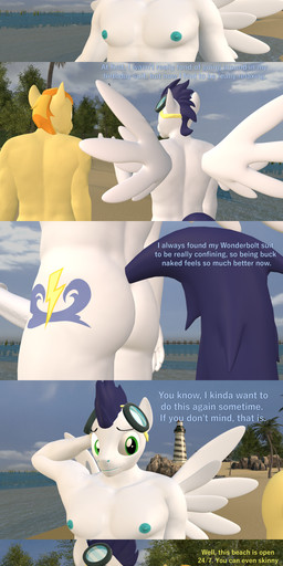 animal_genitalia animal_penis anthro beach blush butt casual_nudity duo equine_genitalia equine_penis erection eyewear eyewear_on_head genitals goggles goggles_on_head hand_holding kissing male male/male muscular muscular_male navel nipples nude nude_anthro nude_beach penis text wings papadragon69 friendship_is_magic hasbro my_little_pony mythology braeburn_(mlp) soarin_(mlp) wonderbolts_(mlp) earth_pony equid equine horse mammal mythological_creature mythological_equine pegasus pony 3d_(artwork) absurd_res comic digital_media_(artwork) english_text hi_res long_image source_filmmaker_(artwork) tall_image