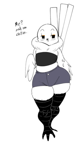 anthro beak blush blush_lines bottomwear clothing dialogue eyebrows eyeliner feathers femboy hotpants looking_at_viewer makeup male open_beak open_mouth plumage raised_eyebrows shorts solo tail tail_feathers talking_to_viewer text thick_thighs topwear tube_top white_body white_feathers wide_hips wings meweeze burd_(meweeze) avian bird columbid pigeon english_text hi_res