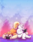 anthro brown_body duo eyes_closed gaming male playing_video_game sitting slightly_chubby white_body 06junior11 nintendo nintendo_switch bear canid canine canis domestic_dog mammal 2024 hi_res