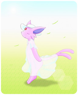 2000s_theme 2010s_theme clothing digitigrade dress eyes_closed female forehead_gem forked_tail gem grass grass_field grassland kemono outside plant purple_body purple_tail semi-anthro smile solo tail translucent translucent_clothing translucent_dress unusual_anatomy unusual_tail white_clothing white_dress wide_brimmed_hat asdfg21 nintendo pokemon eeveelution espeon generation_2_pokemon pokemon_(species) 2013 japanese_description