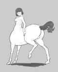 breasts breasts_and_teats female grey_background hair monster_girl_(genre) nipples simple_background solo split_form teats dotoro_(artist) european_mythology greek_mythology mythology centaur equid equid_taur humanoid_taur mammal mammal_taur taur 2015 4:5 greyscale monochrome