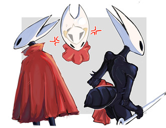 anger_symbol anthro arm_spikes arthropod_abdomen bare_back black_body black_exoskeleton black_eyes casual_nudity cloak clothed clothing cross-popping_vein duo elbow_spikes emoji exoskeleton female grey_background holding_clothing holding_object holding_weapon looking_back looking_up looking_up_at_another multi_view no_pupils nude offscreen_character rear_view red_cloak red_clothing reflection simple_background solo spikes spikes_(anatomy) weapon white_background white_head bat_bad hollow_knight_(franchise) team_cherry hornet_(hollow_knight) shakra_(hollow_knight:_silksong) arthropod absurd_res hi_res