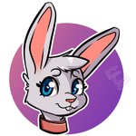 ambiguous_gender anthro blue_eyes buckteeth collar fur heart_eyes heart_symbol long_ears pink_nose solo teeth white_body white_fur anzus_valeria happyhazard happy(happyhazard) lagomorph leporid mammal rabbit 1:1 hi_res