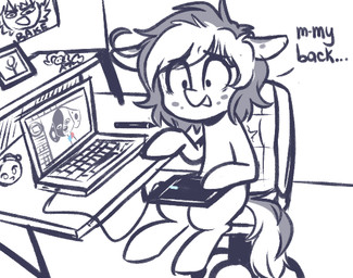 chair computer drawing_tablet electronics feral furniture hair holding_tablet inside male sitting solo table tail toony higglytownhero 101_dalmatian_street 101_dalmatians disney hasbro my_little_pony deepak_(101_dalmatians) polka_dot_(higglytownhero) canid canine canis dalmatian domestic_dog earth_pony equid equine horse mammal pony