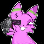 anthro female fur gun holding_gun holding_object holding_ranged_weapon holding_weapon ranged_weapon solo visor weapon doshik rain_world videocult flyska slugcat 2024 digital_media_(artwork) meme female_(lore)