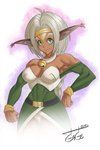 bell big_breasts breasts cleavage clothed clothing collar dark_body dark_skin female hair hand_on_hip jingle_bell looking_at_viewer muscular muscular_female muscular_humanoid pose solo white_hair gage_(artist) outlaw_star aisha_clanclan animal_humanoid ctarl-ctarl felid felid_humanoid humanoid mammal mammal_humanoid 2020 hi_res