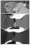 anthro blush canid canine comic duo ear_piercing ear_ring female fox french_kissing greyscale huska jailed kiss_on_lips kissing love_can_be_different male male/female mammal miles_df monochrome piercing richard_(lcbd) ring_piercing romantic romantic_couple simple_background three_frame_image
