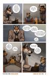 2018 alcohol anthro beer beverage bovid bovine bradley_(kimmykun) canid canine cattle clothing comic dialogue douglas_kim english_text facial_hair felid fox gavin_(kimmykun) group hi_res horn jacket looking_at_another male mammal nathan_(kimmykun) pantherine purple_eyes scarf speech_bubble text tiger toasting topwear trio url