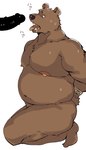 anthro blush bound brown_body duo erection genitals humanoid_genitalia humanoid_penis kemono male male/male moobs nipples overweight overweight_male penis rope simple_background solo_focus text white_background arufina_w bear mammal 2024 absurd_res hi_res japanese_text