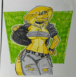 anthro athletic athletic_anthro athletic_female belt big_breasts bottomwear breasts clothed clothing denim denim_bottomwear denim_clothing directional_arrow eyelashes female fingers furgonomic_piercing furgonomics glistening glistening_eyes jeans jewelry lipstick makeup mascara medium_breasts multicolored_body navel nipple_outline nipples non-mammal_breasts non-mammal_navel non-mammal_nipples pants piercing profanity simple_background skull_accessory slightly_chubby slightly_chubby_anthro slightly_chubby_female snake_hood snake_hood_piercing solo tail teeth text thick_thighs topwear torn_bottomwear torn_clothing torn_jeans torn_pants two_tone_body under_boob wide_hips davidson769 debra_(deltav) cobra reptile scalie snake absurd_res english_text hi_res painting_(artwork) traditional_media_(artwork) traditional_painting_(artwork)