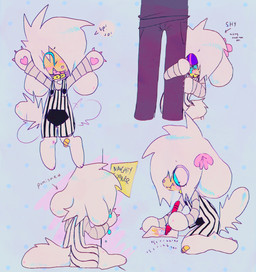 ambiguous_gender anthro bodily_fluids creating_art crying drawing_(action) drawing_(object) drawing_in_a_drawing duo glamfur happy scene_haircut shy tears young young_ambiguous young_anthro fr34kpet wynter_(fr34kpet) canid canine canis domestic_dog mammal colorful_theme hi_res