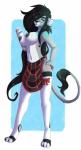 anthro apron beverage big_breasts black_hair black_nose blue_eyes breasts clothing eyebrows eyelashes facial_piercing female glass hair legwear lingerie looking_at_viewer markings milk nipples piercing ribbons solo stockings tail tail_tuft tuft sinasni_(artist) niobe_(character) felid lion mammal pantherine hi_res