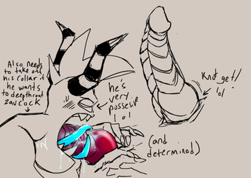 anthro blue_tongue blush blush_lines bodily_fluids claws deep_throat drooling duo fellatio genitals horn knot knotted_penis long_tongue male male/male markings mohawk offscreen_character oral oral_penetration penetration penile penis saliva sex sharp_teeth striped_horn striped_markings stripes sweat teeth tongue writing_text spiceskeleton asian_mythology east_asian_mythology japanese_mythology mythology sega sonic_the_hedgehog_(series) the_deadly_six zavok zazz demon humanoid oni yokai zeti zeti_(species) sketch