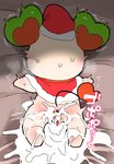 after_sex anus bedding bedding_background bodily_fluids butt chibi clothing cum cum_in_ass cum_inside cum_on_butt female gaping gaping_anus genital_fluids genitals hat headgear headwear leaking_cum lying mascot on_front pussy rear_view solo sweat rinrin_(pixiv) life_corp lalapi unknown_species 2020 absurd_res hi_res