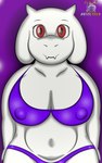 anthro belly big_belly big_breasts big_butt bikini breasts butt clothing female fur goat_ears hair mature_female purple_bikini purple_clothing purple_swimwear red_eyes solo swimwear two-piece_swimsuit white_body white_fur white_hair markabsolgold undertale undertale_(series) toriel boss_monster_(undertale) bovid caprine goat mammal monster 5:8