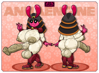 5_fingers animal_genitalia animal_penis antennae_(anatomy) anthro areola armor backsack balls bell bell_collar belly big_areola big_balls big_breasts big_butt big_penis black_eyes border breasts brown_areola brown_nipples butt claws collar cybernetic_leg cybernetic_limb cybernetic_neck cybernetics equine_genitalia equine_penis erection eyelashes fangs finger_claws fingers flared_penis floral_background floral_pattern flower front_view genitals gesture grey_body gynomorph half-erect hand_gesture headgear helmet huge_balls huge_breasts huge_penis intersex looking_at_viewer machine markings medial_ring multicolored_body multicolored_penis multiple_pupils navel nipples nude open_mouth penis pink_body plant rear_view red_body saggy_balls simple_background slightly_chubby slightly_chubby_gynomorph slightly_chubby_intersex smile solo spots spotted_arms spotted_balls spotted_belly spotted_body spotted_breasts spotted_butt spotted_genitalia spotted_legs spotted_markings spotted_penis standing tan_balls tan_body tan_penis teeth text thick_thighs tongue two_tone_body two_tone_penis v_sign vein veiny_penis walking white_border wide_hips annaengine anna_(annaengine) arthropod blattodean cyborg insect termite absurd_res digital_drawing_(artwork) digital_media_(artwork) english_text hi_res model_sheet