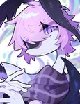 ambiguous_gender anthro clothed clothing feathered_ears hair kemono pink_hair purple_eyes purple_scarf scarf solo zhang_gun xiaohen_(zhang_gun) reptile scalie snake 2023 bust_portrait hi_res portrait