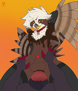 anal anal_penetration animal_genitalia animal_penis anthro anus arm_warmers armpit_fetish armpit_play armwear balls beak big_balls big_penis butt canine_genitalia canine_penis claws clothing collar cowgirl_position duo erection feathers femboy food from_front_position genitals hand_on_butt hand_on_hip hand_on_leg hand_on_thigh legwear licking licking_lips looking_down lying male male/male multicolored_penis muscular on_back on_bottom on_top penetration penile penile_penetration penis penis_tip red_penis sex sheath spread_butt spreading tail thigh_highs tongue tongue_out transformation cutefckngbunny nintendo pokemon ceilo_(wafflezcol) avian bird food_creature generation_5_pokemon owl pokemon_(species) pulsatrix spectacled_owl true_owl zoroark absurd_res hi_res