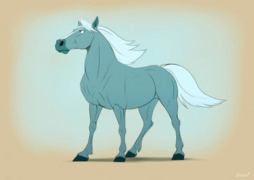 ambiguous_gender feral frown gradient_background grey_body mane narrowed_eyes simple_background solo tail white_mane white_tail drenia centaurworld netflix horse_(centaurworld) equid equine horse mammal 2024 digital_drawing_(artwork) digital_media_(artwork) hi_res