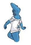 anthro breasts butt clothing ears_up faceless female frilly frilly_clothing hands_behind_back open_back_dress puffy_sleeves side_boob solo swaying_arms tail tail_motion whammy.draws mavi_modry lagomorph leporid mammal rabbit colored colored_sketch guide_lines hi_res sketch