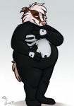 anthro blush clothing cosplay costume male overweight overweight_anthro overweight_male solo zentai binturongboss marvel spider-man_(series) badger mammal mustelid musteline hi_res