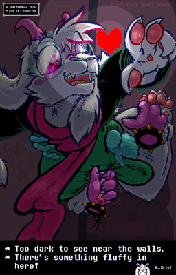 aged_up blush bottomwear butt butt_grab clothed clothing clothing_lift disembodied_hand eyewear fondling genitals glasses glowing hand_on_butt handjob heart_symbol pawpads penile penis petting scarf scene_interpretation sex skirt skirt_lift text frist44 deltarune undertale_(series) ralsei bovid caprine darkner goat mammal 2025 english_text hi_res
