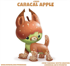 ambiguous_gender apple black_eyes brown_body candy caramel_(food) dessert feral food fruit green_body humor plant pun simple_background smile solo tan_body text visual_pun white_background piper_thibodeau caracal caracal_(genus) felid feline food_creature mammal digital_media_(artwork) digital_painting_(artwork) english_text painting_(artwork) url