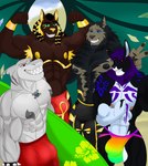 anthro balls balls_outline barely_visible_balls barely_visible_genitalia beach big_bulge biped bulge detailed_bulge genital_outline genitals group huge_bulge male male/male male_anthro muscular jack_houshi mythology anubis_bayek hogan_bayek markshark ryker_wyverex canid canine canis fish jackal kangaroo macropod mammal marine marsupial mythological_canine mythological_creature shark werecanid werecanine werecreature werewolf absurd_res hi_res