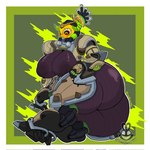 areola armor big_breasts big_butt breasts butt cleavage clothed clothing female huge_breasts huge_butt huge_hips looking_at_viewer looking_back lying machine metal nipples on_side overweight puffy_areola solo synthetic thick_thighs wide_hips christomwow blizzard_entertainment overwatch orisa_(overwatch) omnic robot taur hi_res