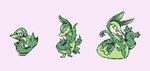 3_fingers ambiguous_gender biped crossed_arms curled_tail evolutionary_family feral fingers frown group half-closed_eyes leaf leaf_tail long_ears looking_at_viewer narrowed_eyes pupils raised_hand rear_view serpentine simple_background slit_pupils smile smiling_at_viewer standing style_emulation tail trio white_background xxplosive nintendo pokemon generation_5_pokemon pokemon_(species) serperior servine snivy 2025 digital_media_(artwork) full-length_portrait pixel_(artwork) portrait restricted_palette widescreen