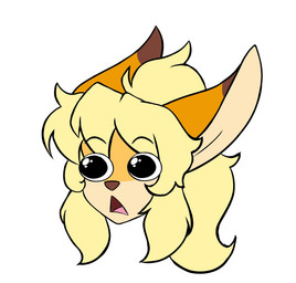 anthro big_ears blonde_hair ears_back eyebrows female fur hair looking_forward open_mouth orange_body orange_fur pivoted_ears shocked solo tongue chisheq nadia_(chisheq) canid canine fennec_fox fox mammal true_fox