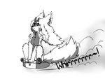 anthro cleaning_tool female fur grey_body grey_fur horn solo text tongue tongue_out vacuum_cleaner white_body white_fur kawattame roomba alexis_kawatta island_(species) 4:3 meme monochrome