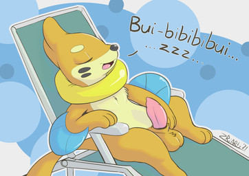 ball_tuft balls chair chest_tuft ellipsis erection eyes_closed feral flotation_sac fur furniture genitals male open_mouth orange_body orange_fur outline penis pokemon_speak sleep_talking sleeping solo sound_effects tail tan_body tan_fur text tuft vowelless vowelless_sound_effect white_outline zzz zriartz nintendo pokemon buizel generation_4_pokemon mammal mustelid musteline pokemon_(species) true_musteline weasel 2021 absurd_res dated english_text hi_res