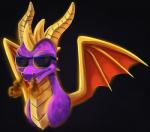 eyewear horn male membrane_(anatomy) membranous_wings simple_background smoke solo sunglasses wings verawitch activision european_mythology mythology spyro_the_dragon spyro dragon mythological_creature mythological_scalie scalie western_dragon 2018 digital_media_(artwork) hi_res