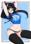 2014 big_breasts black_hair breasts clothed clothing eyewear female glasses hair human looking_at_viewer navel nesnes panties rainbow rainbow_eyes raised_arm skimpy slugbox solo thigh_highs tight_clothing underwear
Rating: Safe
Score: 15
User: animeide
Date: February 26, 2014