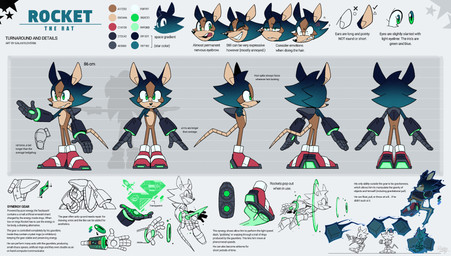 anthro black_nose brown_body brown_fur buckteeth clothing cosmic_background cosmic_hair countershade_torso countershading ethereal_hair footwear fur green_eyes male rat_tail robotic_arm shoes solo star starry_background tail teeth text galaxylover06 sega sonic_the_hedgehog_(series) fan_character rocket_the_rat mammal murid murine rat rodent character_name english_text hi_res model_sheet