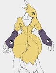 anthro big_breasts big_butt breasts butt dipstick_tail female looking_back markings multicolored_tail muscular muscular_anthro muscular_female nude simple_background solo tail tail_markings audunor bandai_namco digimon canid digimon_(species) mammal renamon 2019 digital_media_(artwork)