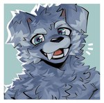 anthro big_fangs biped blue_body blue_eyes blue_fur fangs floppy_ears fur looking_at_viewer male smile smiling_at_viewer solo teeth atkaso canid canine canis domestic_dog mammal 2024 hi_res icon