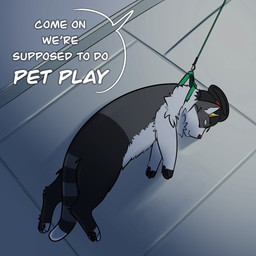 bdsm dialogue feral floor humor leash leash_pull lying lying_on_ground on_ground petplay roleplay shitpost solo text kennedy_oz kinktober kinktober_2025 domestic_cat felid feline felis mammal 1:1 2025 english_text hi_res meme