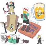 alcohol anthro beer beverage biped chair coaster feathers fish_hook furniture hook male micro simple_background solo text white_background wings martindosent martin_(martindosent) accipitriform avian bird secretary_bird worm 1:1 english_text hi_res