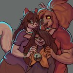 1:1 2022 absurd_res anthro bell bell_collar bird_dog blep brown_body brown_fur brown_hair canid canine canis clothing cocker_spaniel collar diadorin digital_media_(artwork) domestic_cat domestic_dog dopey_(diadorin) family family_photo fangs father_(lore) father_and_child_(lore) felid feline felis female floppy_ears fur gesture grey_background group hair hair_over_eye hand_gesture hi_res hunting_dog hybrid male mammal maria_(diadorin) mother_(lore) mother_and_child_(lore) muscle_tone muscular muscular_anthro muscular_male nugget_(diadorin) one_eye_obstructed open_mouth open_smile orange_sclera parent_(lore) parent_and_child_(lore) shirt simple_background smile spaniel t-shirt teeth tongue tongue_out topwear trio v_sign white_body white_fur yellow_sclera