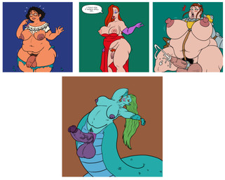 anthro apode balls belly bodily_fluids breasts butt clothed clothing cum cumshot ejaculation female genital_fluids genitals group gynomorph hair intersex legless nude orgasm_face overweight penis serpentine shocked solo torn_clothing weight_gain doomington blizzard_entertainment disney encanto_(2021) overwatch who_framed_roger_rabbit brigitte_(overwatch) jessica_rabbit mirabel_madrigal draconcopode human humanoid mammal naga