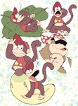 abstract_background anthro banana bean_bag clothing duo eyewear food fruit grin hat headgear headwear kerchief leaf male multiple_poses plant pose shirt sleeping smile sunglasses surprise tank_top topwear minashirazu donkey_kong_(series) nintendo diddy_kong funky_kong ape gorilla haplorhine mammal monkey primate