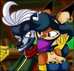 anthro clothing costume cyrille duo pilot scarf thief verona7881 sly_cooper_(series) sony_corporation sony_interactive_entertainment sucker_punch_productions carmelita_fox cyrille_le_paradox montoya canid canine fox mammal mephitid skunk 2013