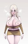 big_breasts blonde_hair blood bodily_fluids bottomwear breasts cleavage clothed clothing dskn elf female hair huge_breasts humanoid miniskirt nosebleed not_furry panties skirt solo underwear