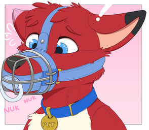 ambiguous_gender bdsm black_ear_tips black_nose blue_collar blue_pacifier bodily_fluids border collar collar_tag dipstick_ears ear_markings ears_down exclamation_point flying_sweatdrops fur gag glistening glistening_eyes metal multicolored_body multicolored_ears multicolored_fur muzzle_(object) muzzle_gag muzzled object_in_mouth pacifier pacifier_gag pacifier_in_mouth petplay pink_background pink_ear_tips pivoted_ears plushie red_body red_fur roleplay seam_(sewing) simple_background solo sucking suckling sweat sweatdrop tan_body tan_fur tan_inner_ear text vocalization wearing_collar white_border worried bunnykisses omikron_(diaperplush) animate_inanimate canid canine fox living_plushie mammal 2021 bust_portrait english_text portrait